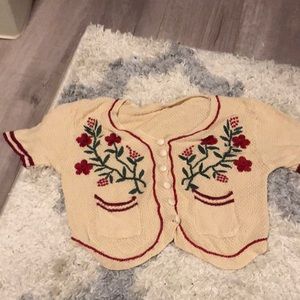 Tan crochet crop top cardigan